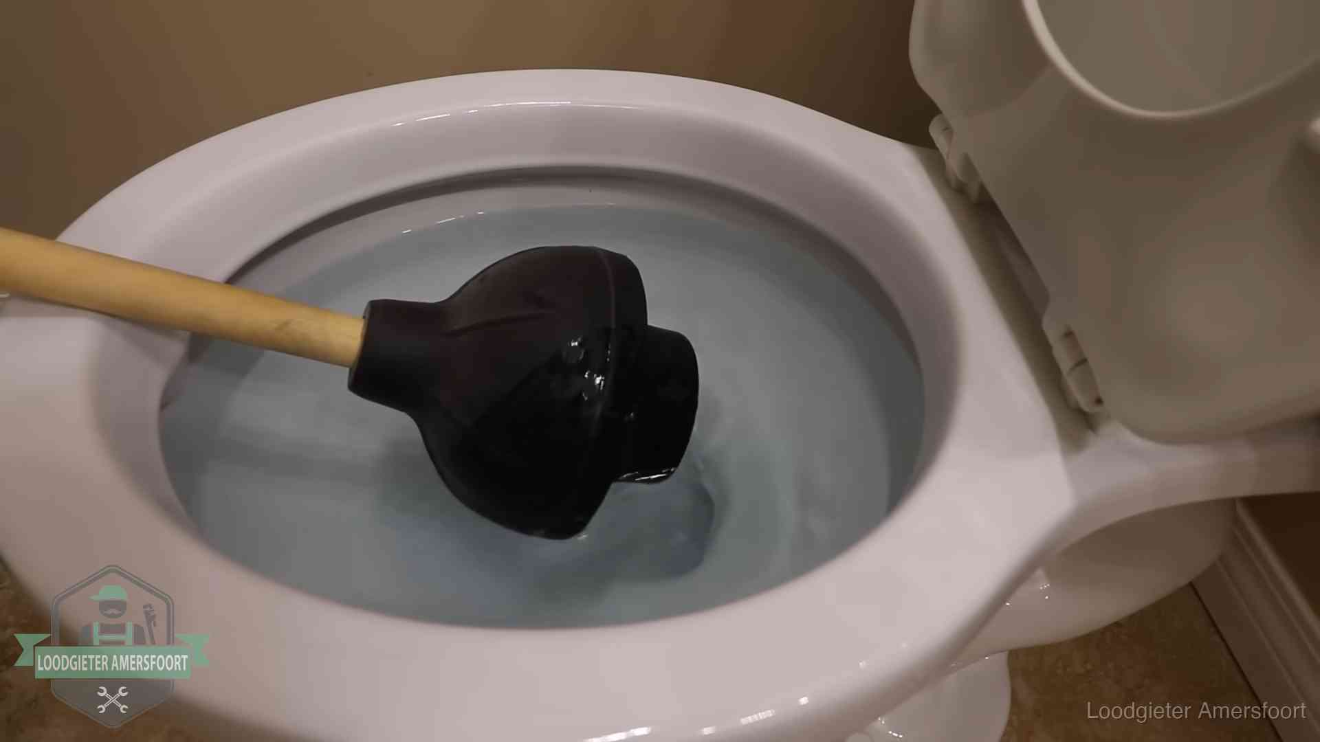 Plopper in een wc-pot die vol water staat in Amersfoort